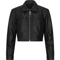 TruClothing Women's Cropped Biker Leather Jacket in Black | Size: XL