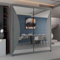 Modern Double Sliding Wardrobe with Mirrored Doors W150cm x H217cm