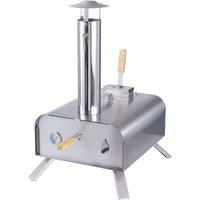 12-inch Stainless Steel Wood Pellet Pizza Oven - 400? Outdoor Stone-Baked Oven with Thermometer & Foldable Legs