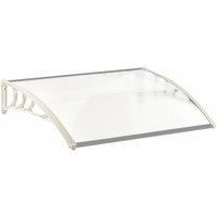 1.5x1m White Convex Door Canopy - UV Resistant Plastic Awning with Aluminium Frame & Brackets
