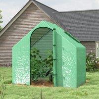 OUTSUNNY Walk-In Portable Greenhouse Mini Grown House Steel Frame Window in Green