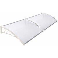 1.9x1m Convex Window Door Canopy - White Plastic Awning with Aluminium Frame & Brackets