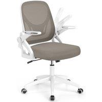 Gymax Office Chair Swivel Mesh Desk Chair Adjustable Height Filp-up Arms in Grey
