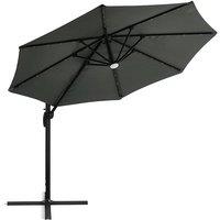 3m Round Cantilever Parasol with Solar LED Lights - 360 Rotation Aluminum Outdoor Umbrella - Weather-Resistant Polyester Canopy for European Gardens
