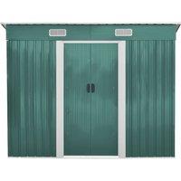 7.8x4.3ft Metal Garden Shed - Double Door & 2 Vents - Dark Green Steel Storage with Floor