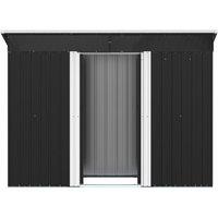 8.5x4.3ft Metal Garden Shed with Lockable Doors - Sloped Roof & Galvanized Steel - Translucent Skylight