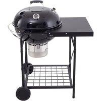 Premium Outdoor Round Charcoal Grill with Side Table - Portable BBQ Grill for Garden, Patio, Camping - Rust-Resistant Design & Built-in Thermometer