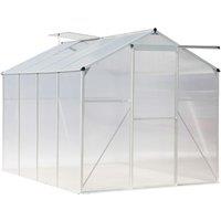 6x8ft Aluminium Hobby Greenhouse with Roof Vent - PC Panel Structure - Sliding Door & Drainage Design