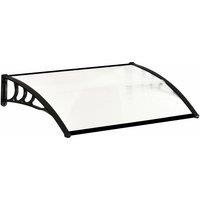 1.2x0.8m Window Door Awning - Convex Plastic Canopy with Aluminium Frame & Brackets, Black