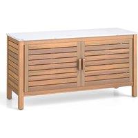 Costway Patio Storage Cabinet 2-Door Acacia Wood Storage Container in Natural