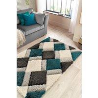 Origin 3D GEO Shaggy Teal in Mid Blue | Size: 120 cm x 170 cm