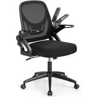 Gymax Office Chair Swivel Mesh Desk Chair Adjustable Height Filp-up Arms in Black