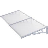 1.9x0.9m Sloped Door Canopy - Translucent Polycarbonate Awning with Light Grey Aluminium Frame