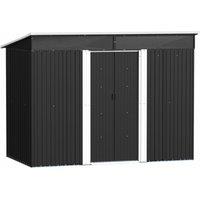 8.5x6.4ft Metal Garden Shed with Lockable Doors - Galvanized Steel & Sloped Roof - Translucent Skylight Design