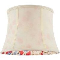 Happy Homewares Classic Curved Cream Cotton Drum Shade with Blue & Red Floral Inner | Size: 12 inches