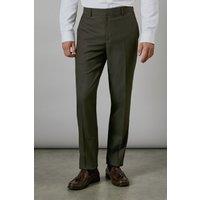 Burton Men's Khaki Textured Stretch Slim Fit Suit Trouser | Size: 30R