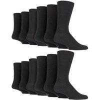 SOCKSHOP Gentle Grip Men's 12 Pairs Gentle Grip Loose Top Socks | Extra Wide Non Elastic Socks in Black | Size: 12-14