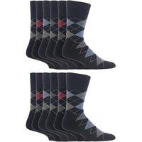 SOCKSHOP Gentle Grip Men's 12 Pairs Gentle Grip Loose Top Socks | Extra Wide Non Elastic Socks in Jet Black | Size: 12-14