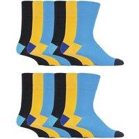 SOCKSHOP Gentle Grip Men's 12 Pairs Gentle Grip Loose Top Socks | Extra Wide Non Elastic Socks in Yellow | Size: 6-11