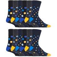SOCKSHOP Gentle Grip Men's 12 Pairs Gentle Grip Loose Top Socks | Extra Wide Non Elastic Socks in Navy | Size: 6-11