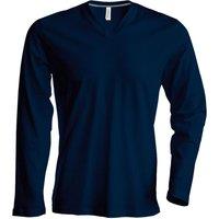 Kariban Men's Slim Fit Long Sleeve V Neck T-Shirt in Navy | Size: 2XL