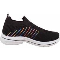 ABSOLUTE FOOTWEAR Women's Childrens Easy Slip On Lightweight Knitted Sports Leisure Trainer in Black | Size: 1