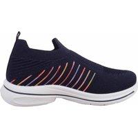 ABSOLUTE FOOTWEAR Women's Childrens Easy Slip On Lightweight Knitted Sports Leisure Trainer in Navy | Size: 1