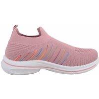 ABSOLUTE FOOTWEAR Women's Childrens Easy Slip On Lightweight Knitted Sports Leisure Trainer in Pink | Size: 3
