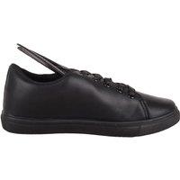 ABSOLUTE FOOTWEAR Women's Childrens Faux Leather Lace Up Trainers Sneakers with Bunny Ears in Black | Size: 2