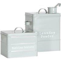 Harbour Housewares 2 Piece Vintage Metal Utility Canisters Set - Home Kitchen Storage Containers in Grey