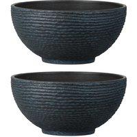 simpa Stone Textured Effect Bowl Pot Plastic Planter - Set of 2 in Dark Grey