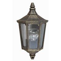 Loops Outdoor IP44 1 Bulb Half Lantern Wall Light Black Gold LED E27 60W