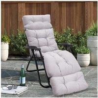 Garden Sanctuary 180cm W x 55cm D Grey Thickened Lounger Cushion with Anti-Slip Cover | Size: 180 cm W x 55 cm D