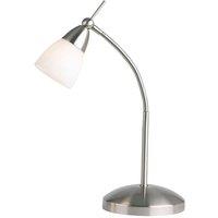 Loops Touch Dimmer Table Lamp Light Satin Chrome & Glass Shade Classic Reading Task in Clear