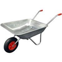 simpa 65 Litre Galvanised Wheelbarrow with Pnuematic Tyre in Metallic Silver
