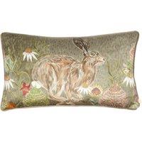 Wylder Meadow Bloom Haze Printed Chenille Cushion in Green | Size: 30 cm x 50 cm