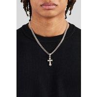 Cernucci Men's Chunky Cross Polished Cuban Chain - 5mm in Metallic Silver | Size: 20 inches
