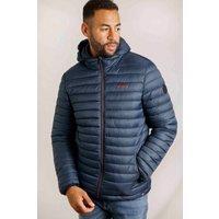 Weird Fish Men's Flete Lightweight Showerproof Padded Hooded Jacket in Navy | Size: Medium