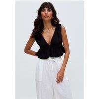 Raffya Women's Katty Deep-v Neck Blouse In Black | Size: 12