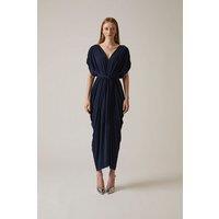 Draped Maxi Navy Dress