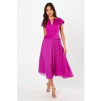 Coast Women's Cap Sleeve Pleated Skirt Midi Wedding Guest Dress in Berry | Size: 12