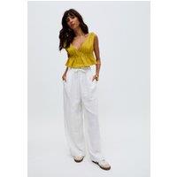 Raffya Women's Katty Deep-v Neck Blouse In Yellow | Size: 16