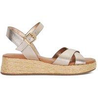 Dune London Women's Wide Fit 'Littleton' Leather Sandals in Gold | Size: 6