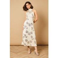 Sequin Bias Halterneck Midi Dress