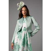 Coast Women's Crop Satin Jacket in Sage | Size: 14