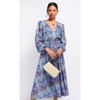 Little Mistress Women's Peacock Print Midaxi Dress | Size: 12