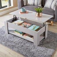 Home Source Lift Up Coffee Table With Storage Shelf Living Room Home Orlando in Grey