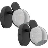 Loops 2 PACK Wall Light Colour Black Shade Black Transparent Glass Vaporized E14 10W