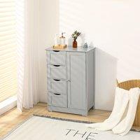 Xample Bathroom Storage Cabinet 4-Drawer Cupboard Free Standing Unit Shelf Furniture in Grey
