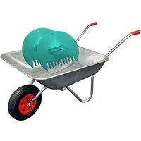 simpa 65 Litre Galvanised Wheelbarrow & Leaf Grabber Set in Metallic Silver
